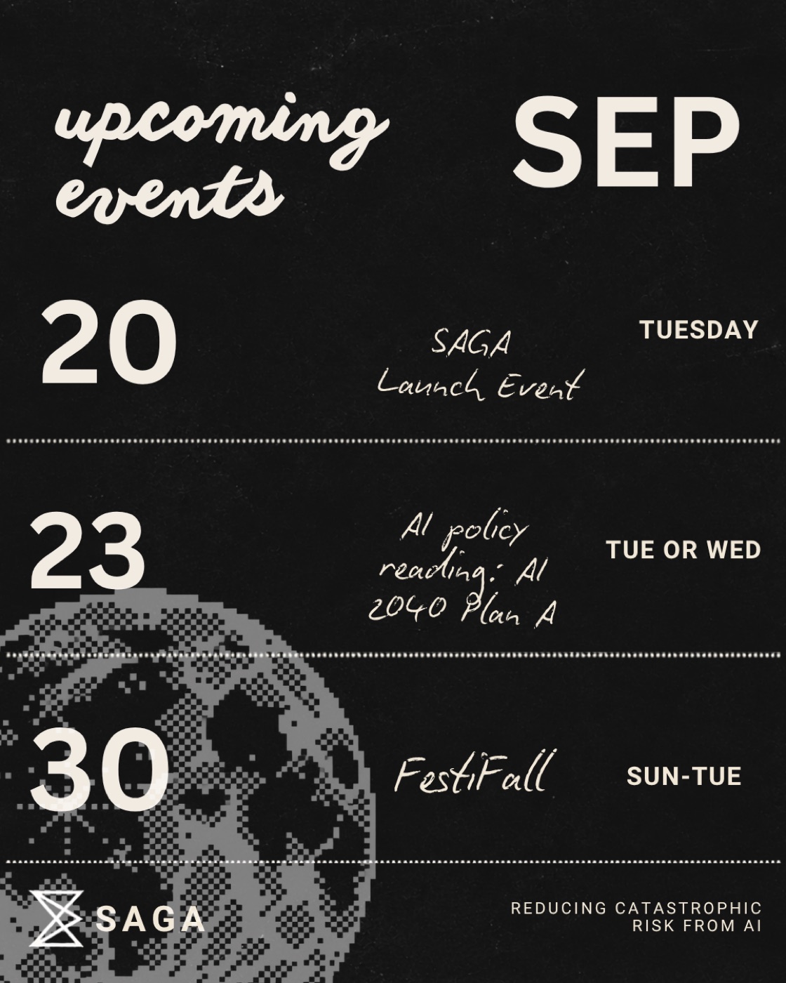SAGA September event calendar
